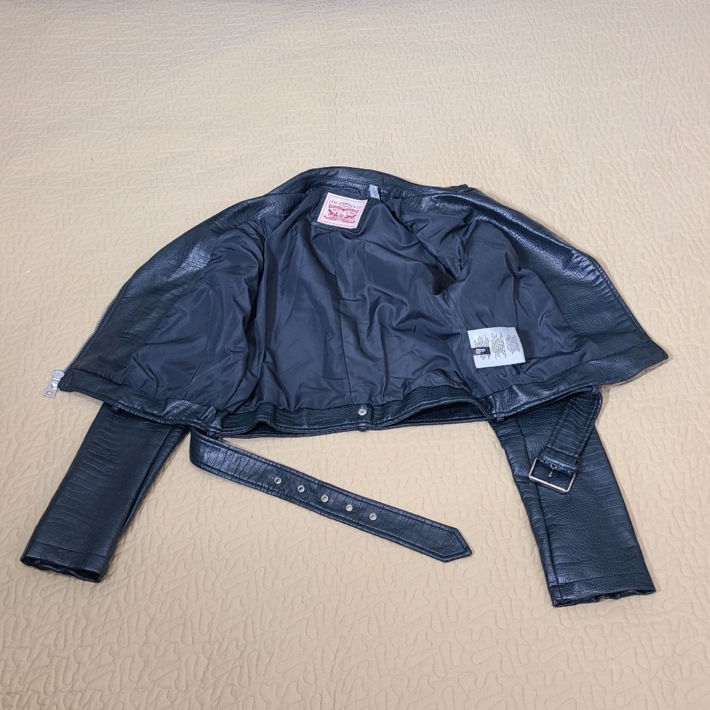 Levi's Python Print Faux Leather Cropped Moto Jac… - image 7